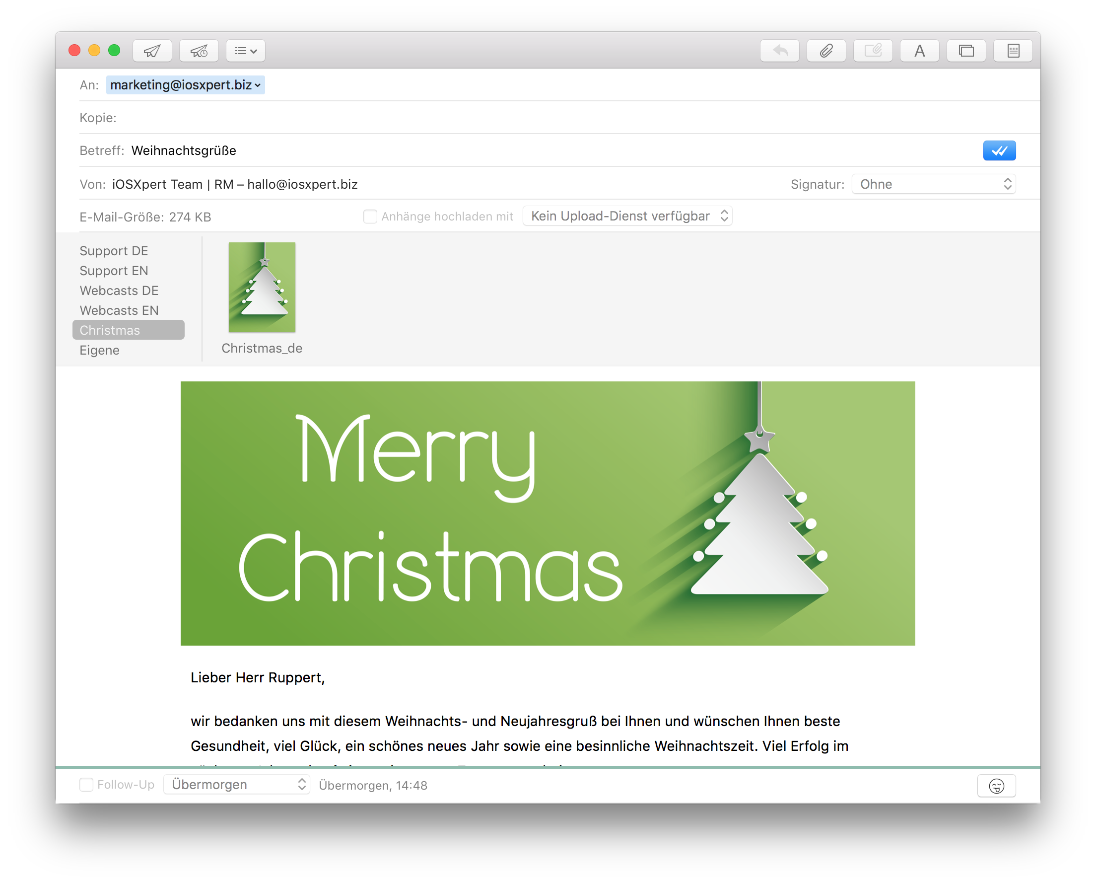 Weihnachtsgrüße mit Daylite - Apple Mail Vorlagen