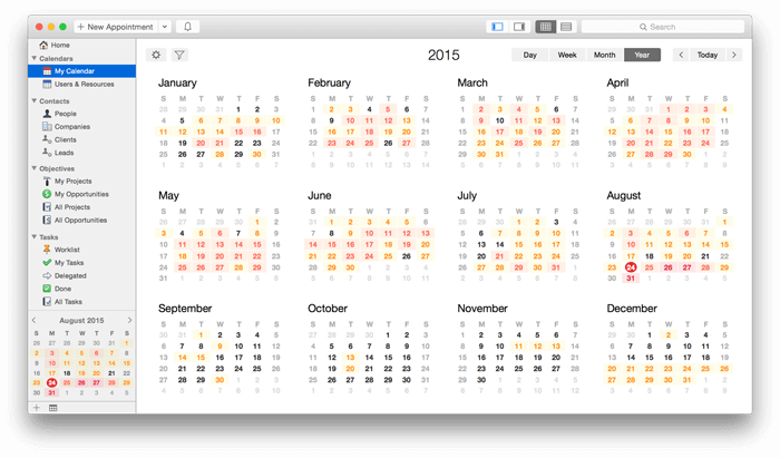 Jahreskalender Daylite