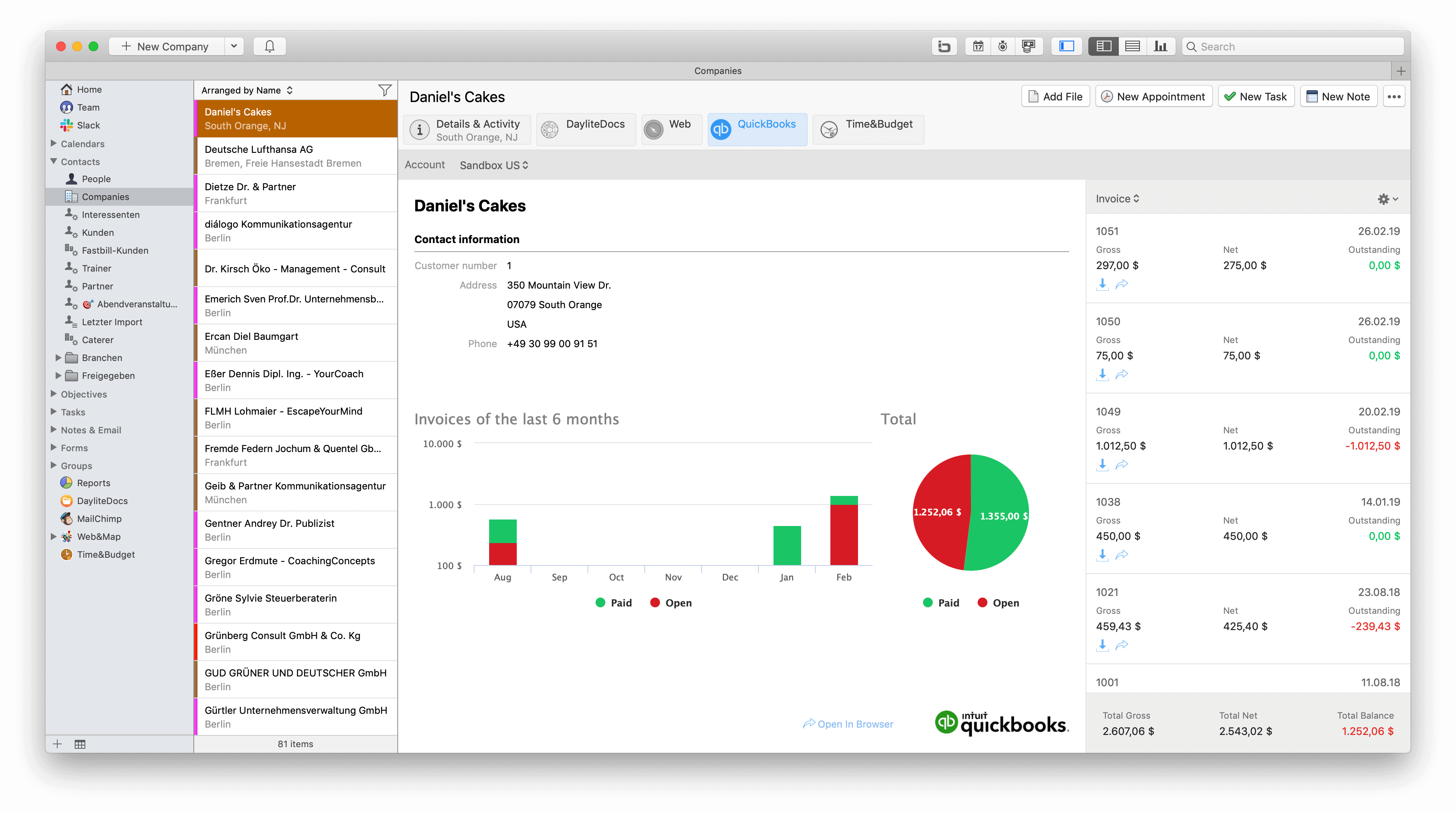 where to enter new billing information on quick books for mac