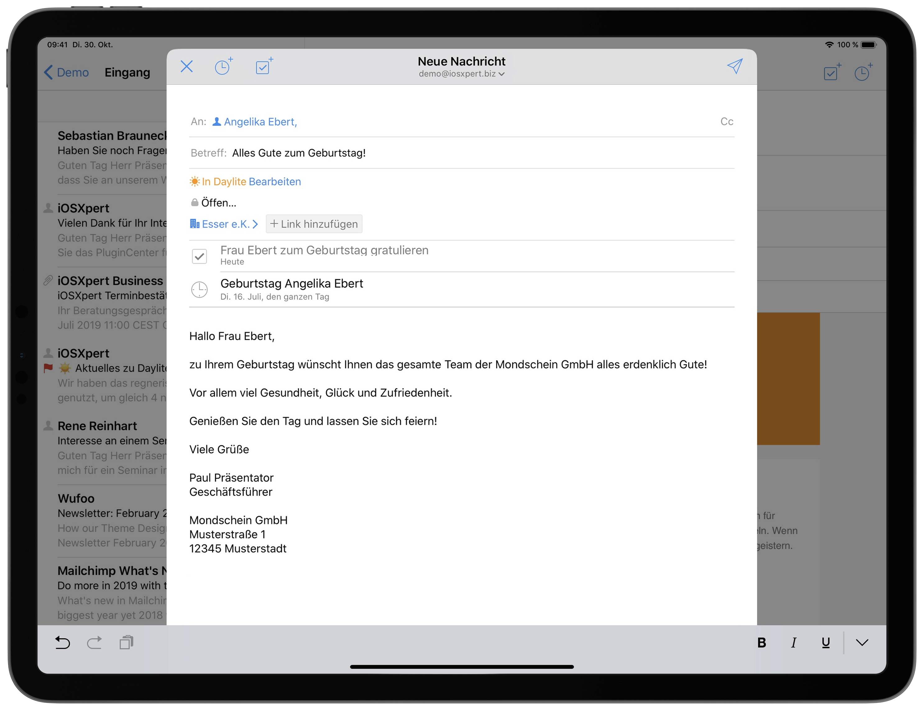 Daylite Mail auf dem iPad